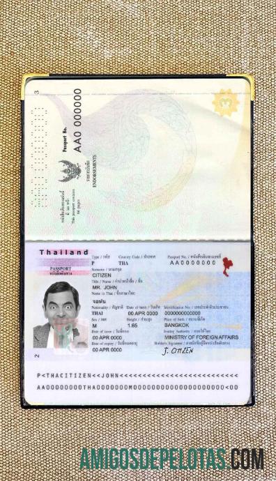 Foto do passaporte da Tailândia modelo